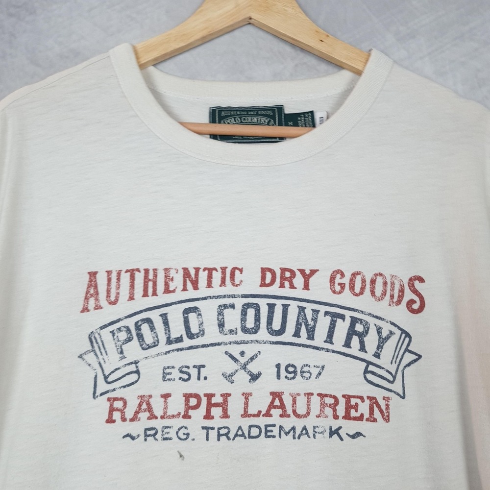 Polo Ralph Lauren Polo Country Shirt Mens Medium White Authentic Dry Goods Tee